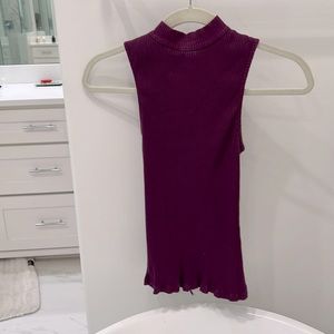 Dark purple sleepless mock turtleneck with sexy tie in the back